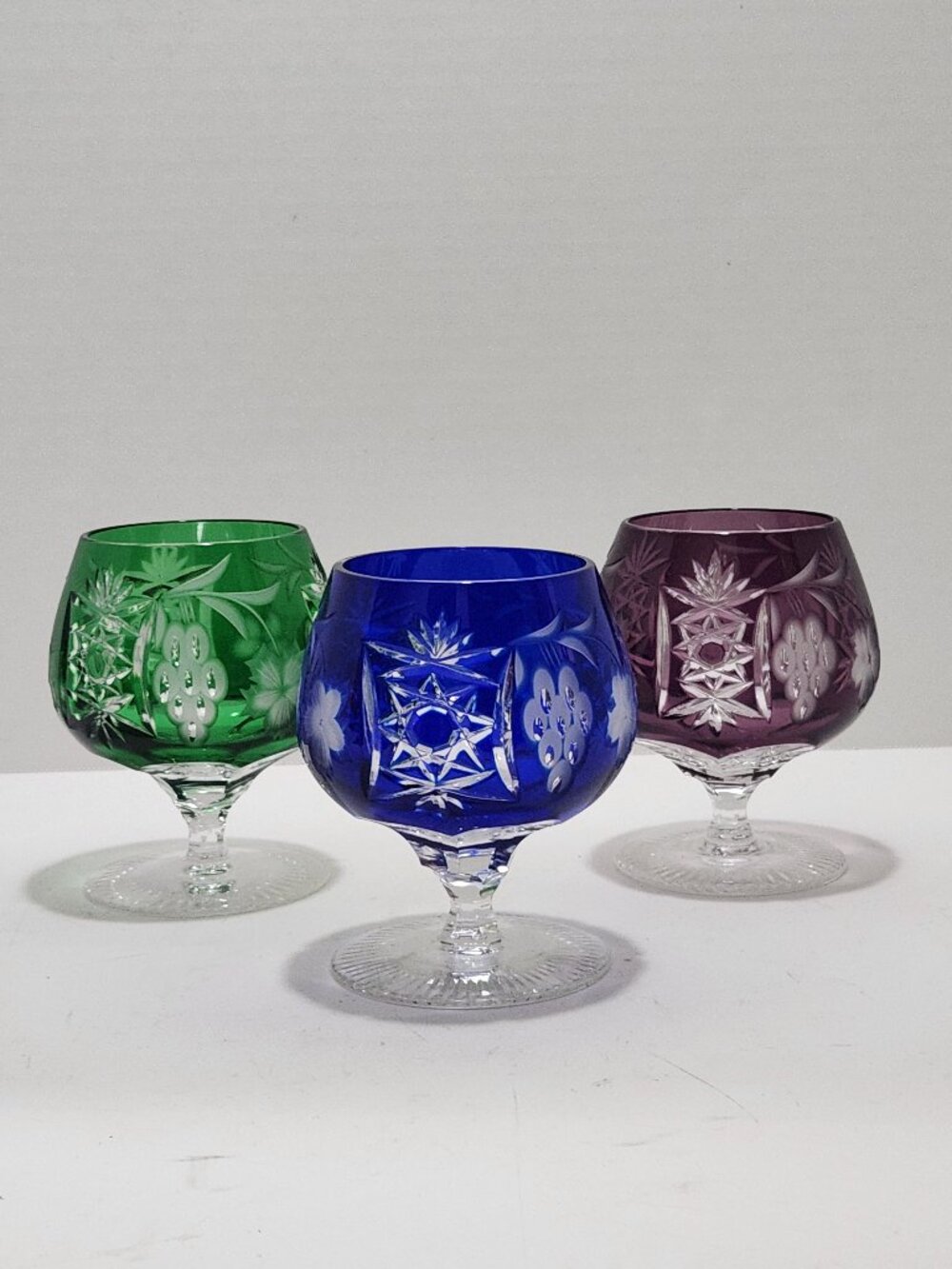 Vintage Crystal Clear Industries Cut to Crystal Brandy Cognac Snifters Set of 3